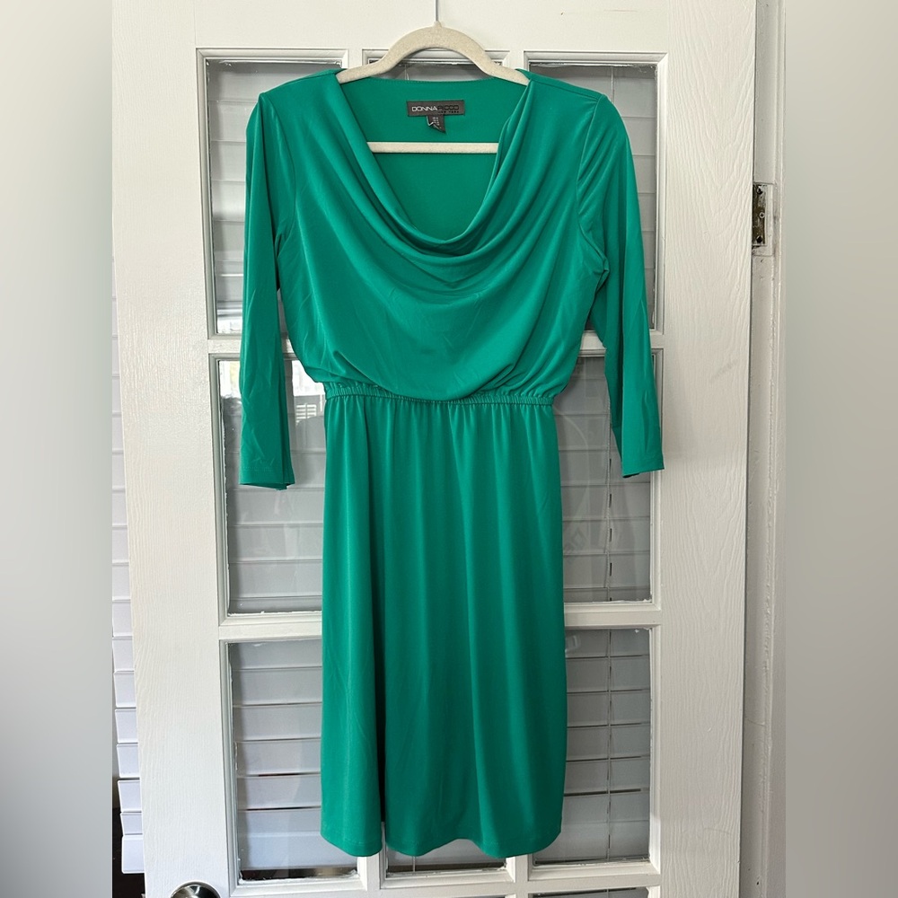 DONNA RICCO Women’s 6 Green 3/4 Sleeve Blouson Dress | SKU 0464
